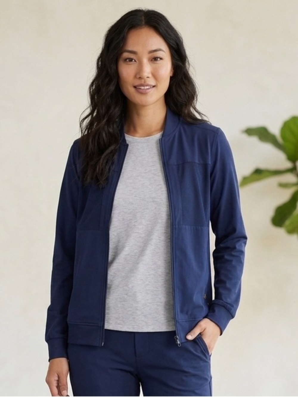 Monarch Navy Full-Zip Performance Scrub Jacket